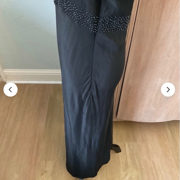 VTG Emanuel Ungaro Black silk beaded slip dress Y2K CBK style minimalist 10 - Picture 10 of 14